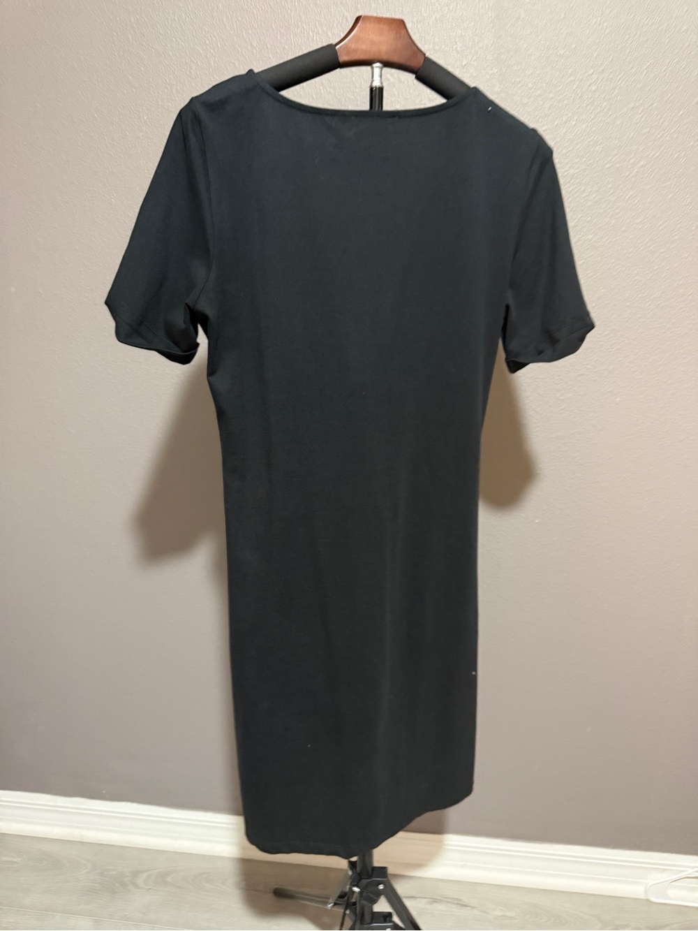DKNY Black Short-Sleeve Side-Tie Knit Dress - Picture 3 of 4